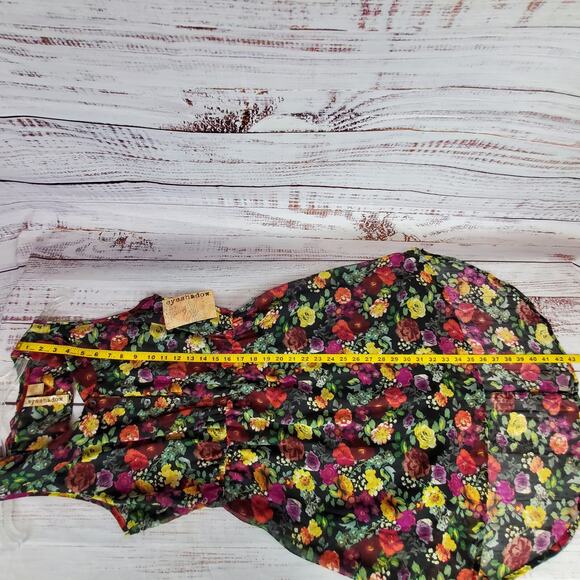 Sleeveless Midi Dress Black w/Floral Print Sz L Tier Asymmetric Whimsy Fairy NWT - Picture 11 of 11